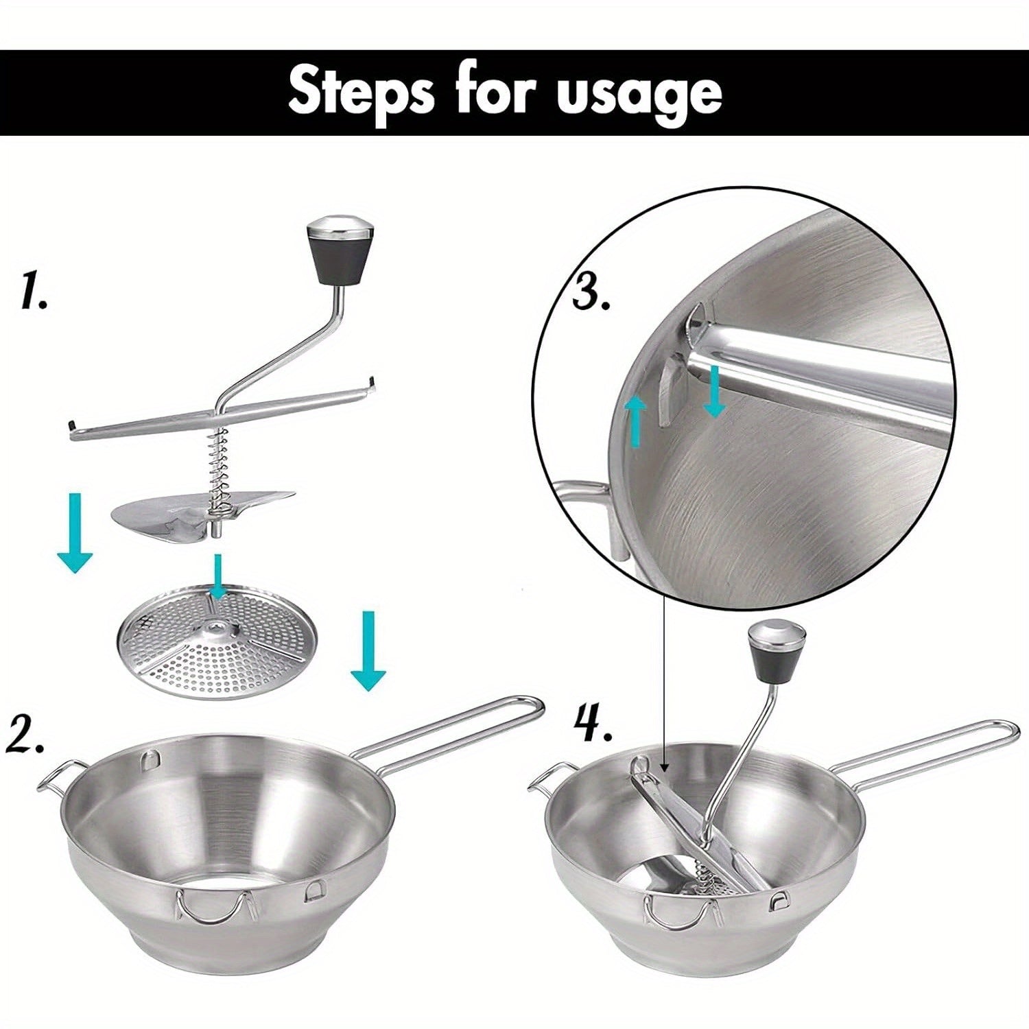 Uy va restoran uchun 3 ta plitali zanglamaydigan po'latdan yasalgan oziq-ovqat maydalagich