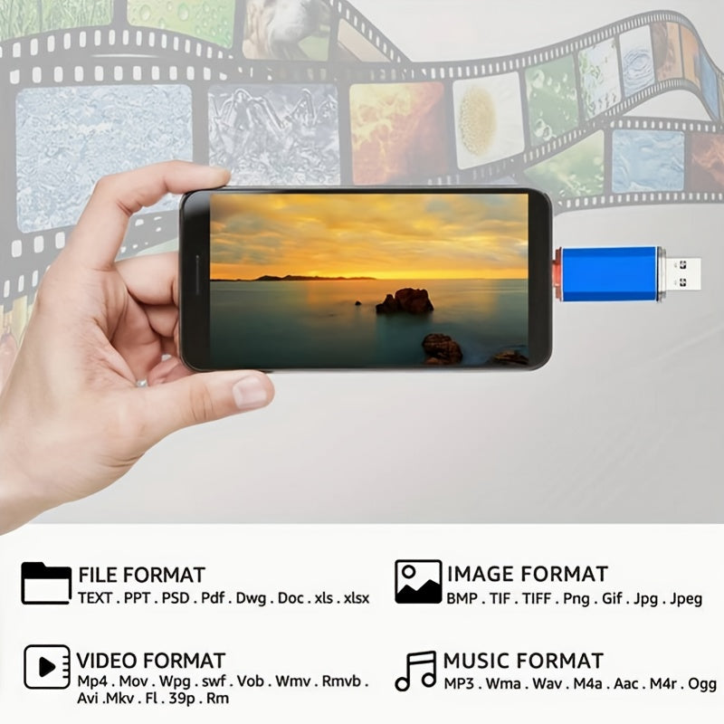 Dual C-Type USB Flash Drive 16GB OTG High-Speed Data Transfer for Android Smartphones and Tablets