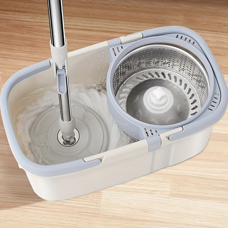 Conjunto de mopa y cubo con escurridor para limpieza de suelos sin usar las manos, de plástico duradero
