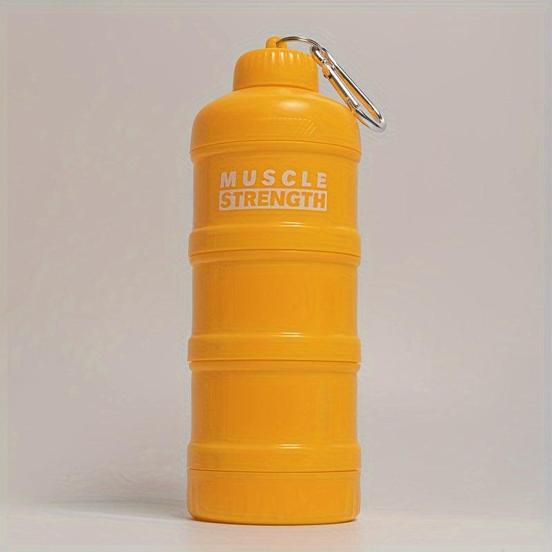 Portable Protein Powder Container with Multi-Tier Plastic Bottle and Keychain for Gym and Outdoor Sports