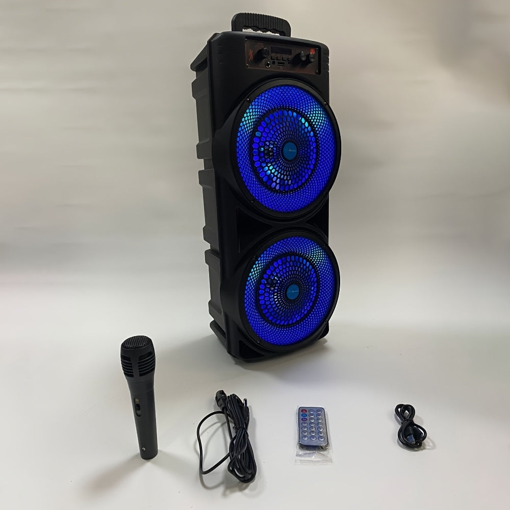 Altavoz estéreo Bluetooth portátil de alta potencia con luces LED, USB, inalámbrico, refuerzo de graves, audio de alta resolución