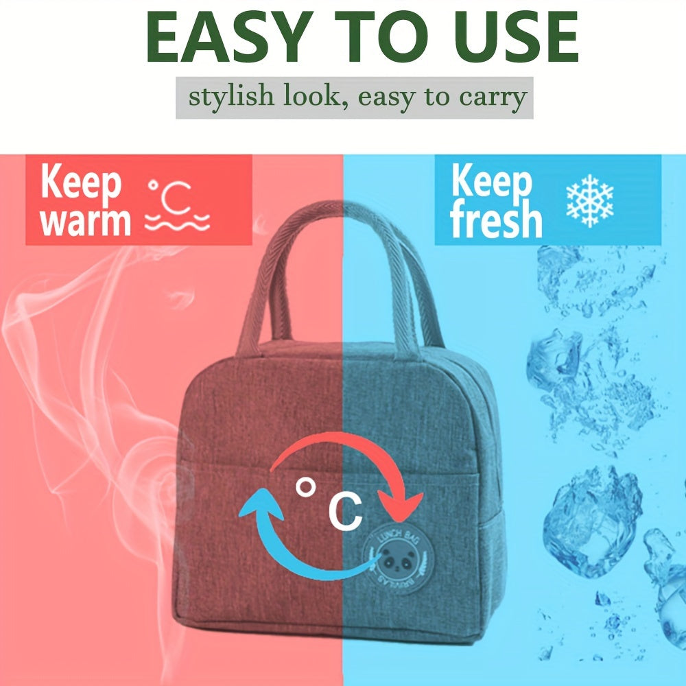 Bolsa de almuerzo de tela Oxford aislante con revestimiento de aluminio, portabento cuadrado