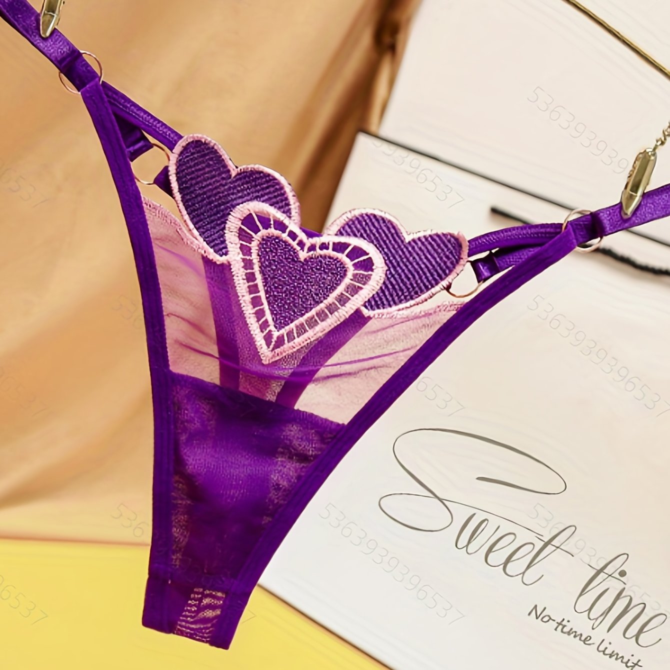 Women's Red Lace Thong with Sheer Mesh, Low-Rise, Breathable Lingerie