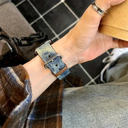 Ретро-тай-дай джинсовый ремешок для Apple Watch, регулируемый ремень совместим с различными моделями.