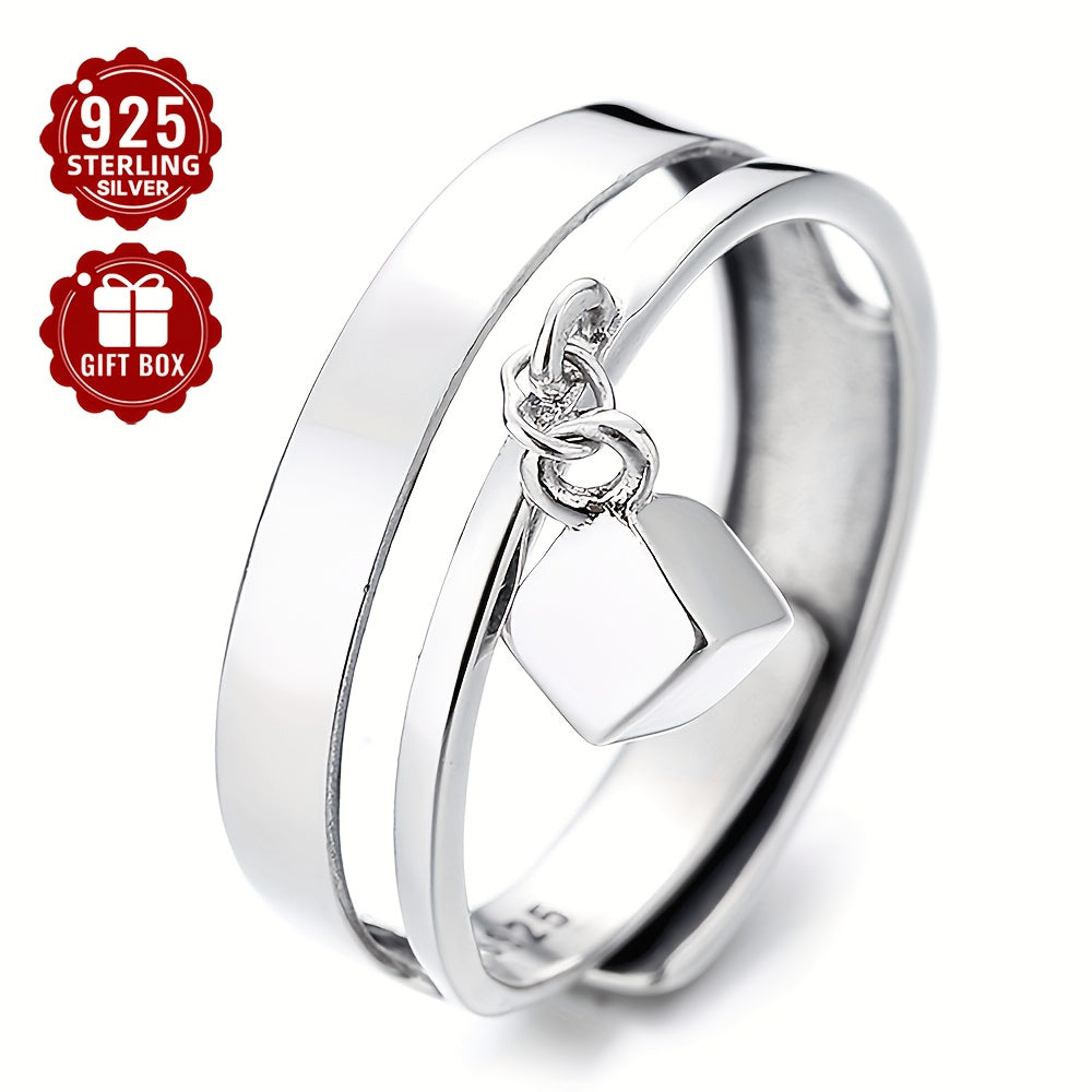 Sleek 1PC S925 Sterling Silver Ikki qatlamli Kublar Juft Halqa, Trendy Hip-hop va Punk Usullari uchun ideal, Erkaklar va Ayollar uchun Partiyalar yoki Yig'ilishlarda Indeks Barmog'ida kiyish uchun mukammal (Taqriban 3.7 Gramm og'irlikda)