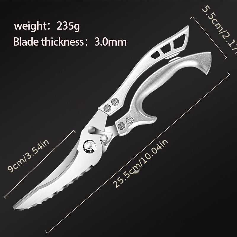1-Pack Ambidextrous Poultry Shears Heavy Duty Stainless Steel Meat Fish Scissors