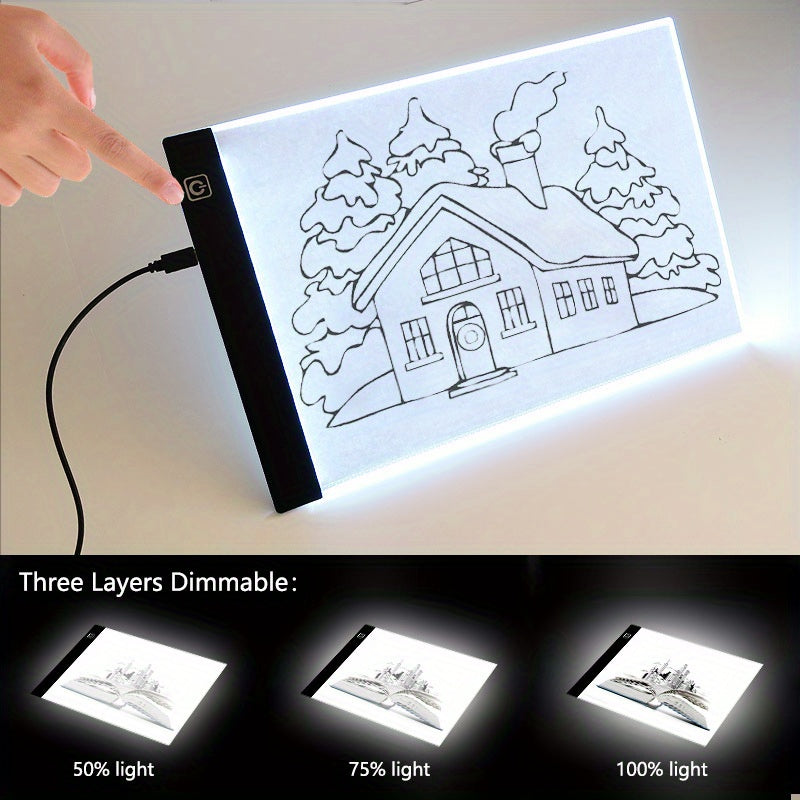 Acrylic LED Tracing Light Box for A3 A4 A5 Sizes USB Powered Adjustable Illumination for Artists