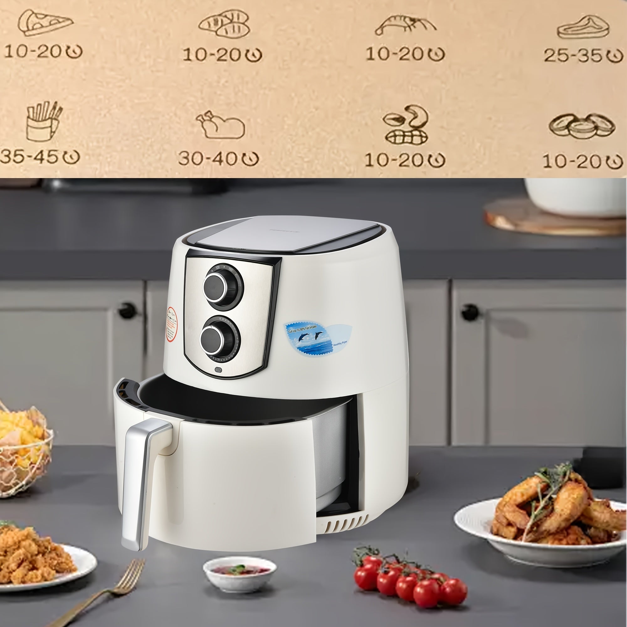 5.5L katta hajmli havo qovurgich Evropacha standart rozetkali va 1400W quvvat bilan tovuq, fransuz kartoshkasi, shirin kartoshka va boshqalarni qovurish uchun. Rostdan po'latdan yasalgan savat va PP material.