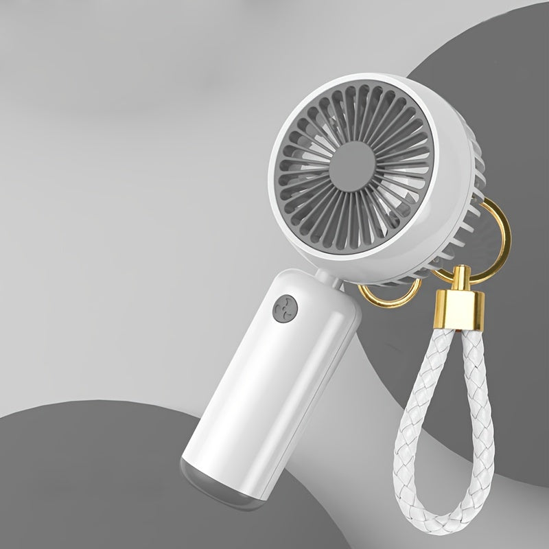 Kichik qo'lga olinadigan portativ ventilyator, USB orqali zaryadlanadigan batareya, uchta sozlanadigan tezlik va ichki va tashqi foydalanish uchun kiyiladigan dizayn.