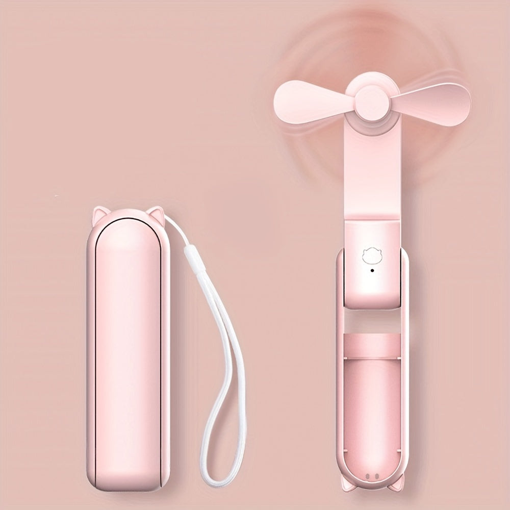 Foldable USB Rechargeable Handheld Fan for Girls Travel Outdoor Use