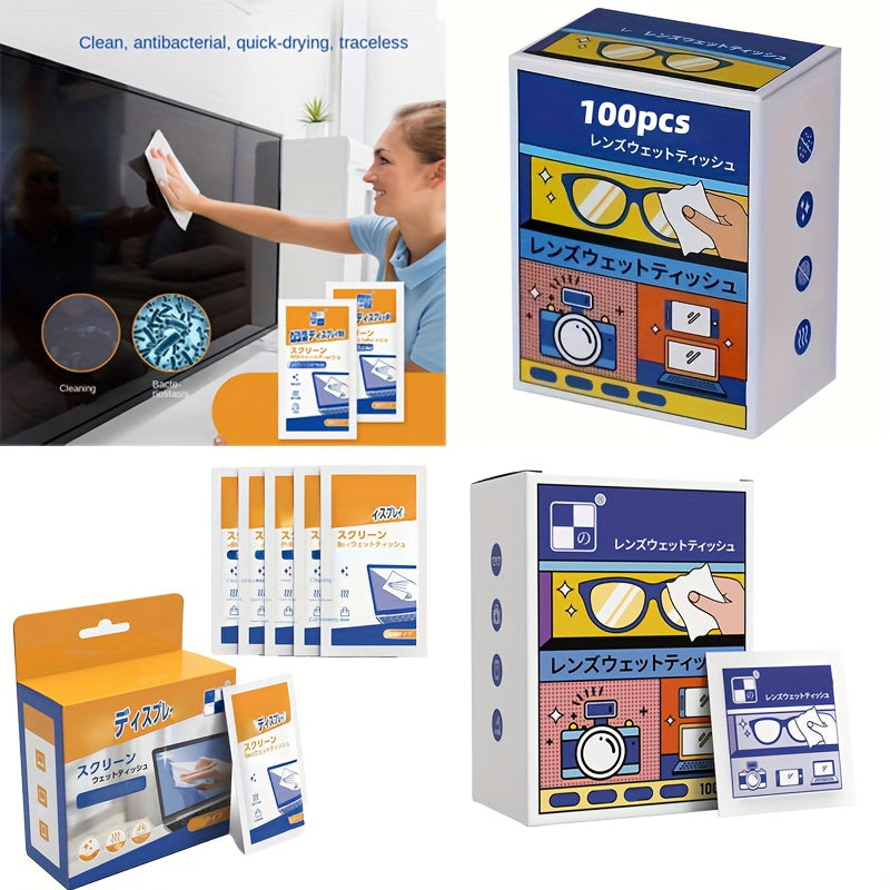 Bir martalik ekranni tozalash uchun 100 dona va katta ho'l salfetkalar 40 dona Elektronika uchun