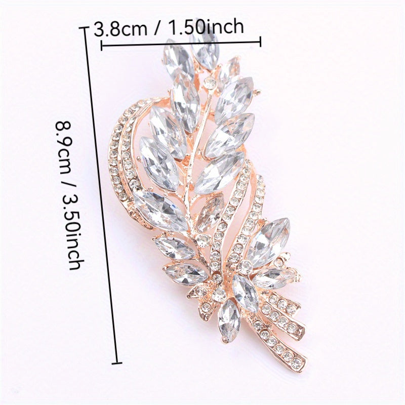 Elegant Rhinestone Flower Brooch Irregular Faux Floral Jewelry for Women