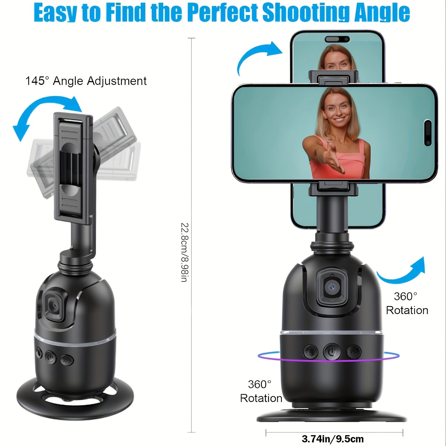 360-Degree Smartphone Gimbal Stabilizer with Auto Tracking Anti-Shake Live Streaming