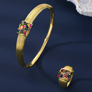 MEIZ tomonidan Vintage Luxury Style Jewelry Set - Nafis 18K oltin qoplamali zirkon to'plami, zargarlik buyumlari, bilaguzuk va uzukni o'z ichiga oladi - Har kuni kiyish yoki sovg'a berish uchun ideal