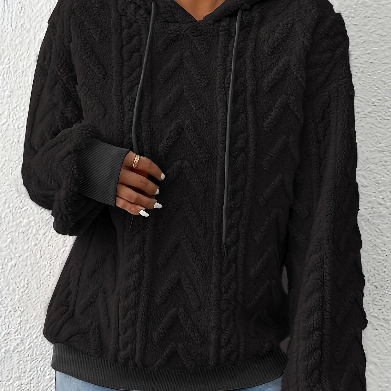 Women's Hooded Pullover Sweater Soft Polyester Spandex Solid Color Machine Washable