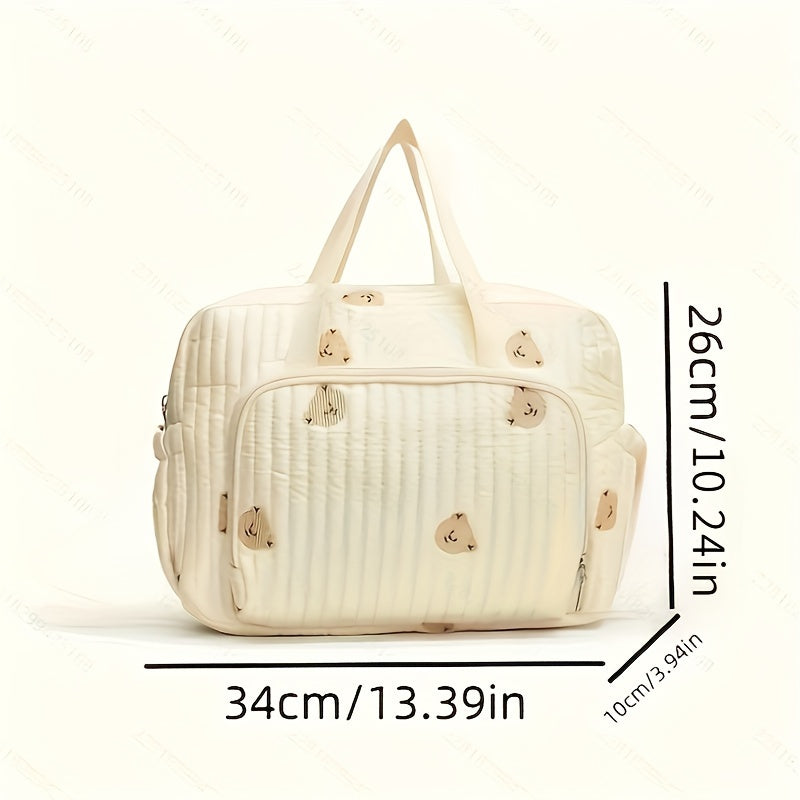 Korean Zipper Embroidery Storage Backpack for Mothers and Infants with Stroller Hanging Bag
