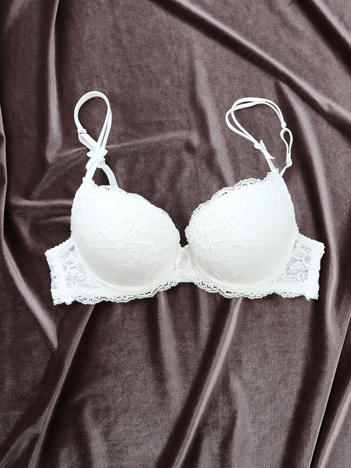 Women's Floral Lace Push-Up Bra with Bow, Comfortable Lingerie