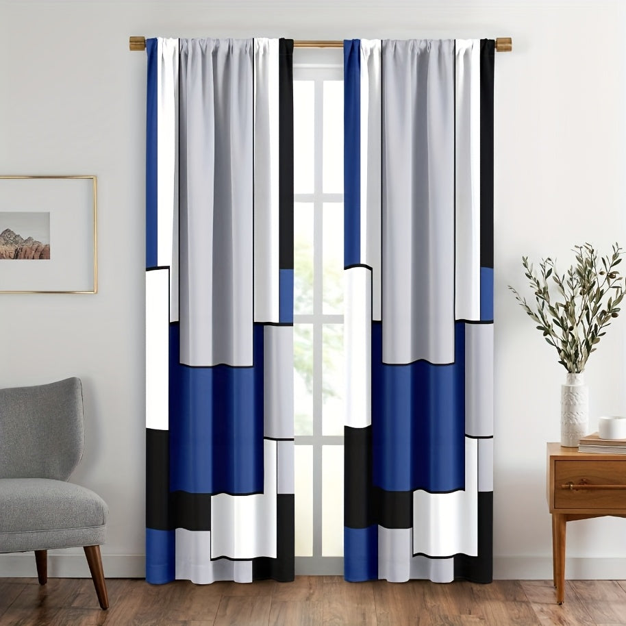 Set of 2 Plaid Pattern Curtains for Bedroom and Living Room Window Drapes