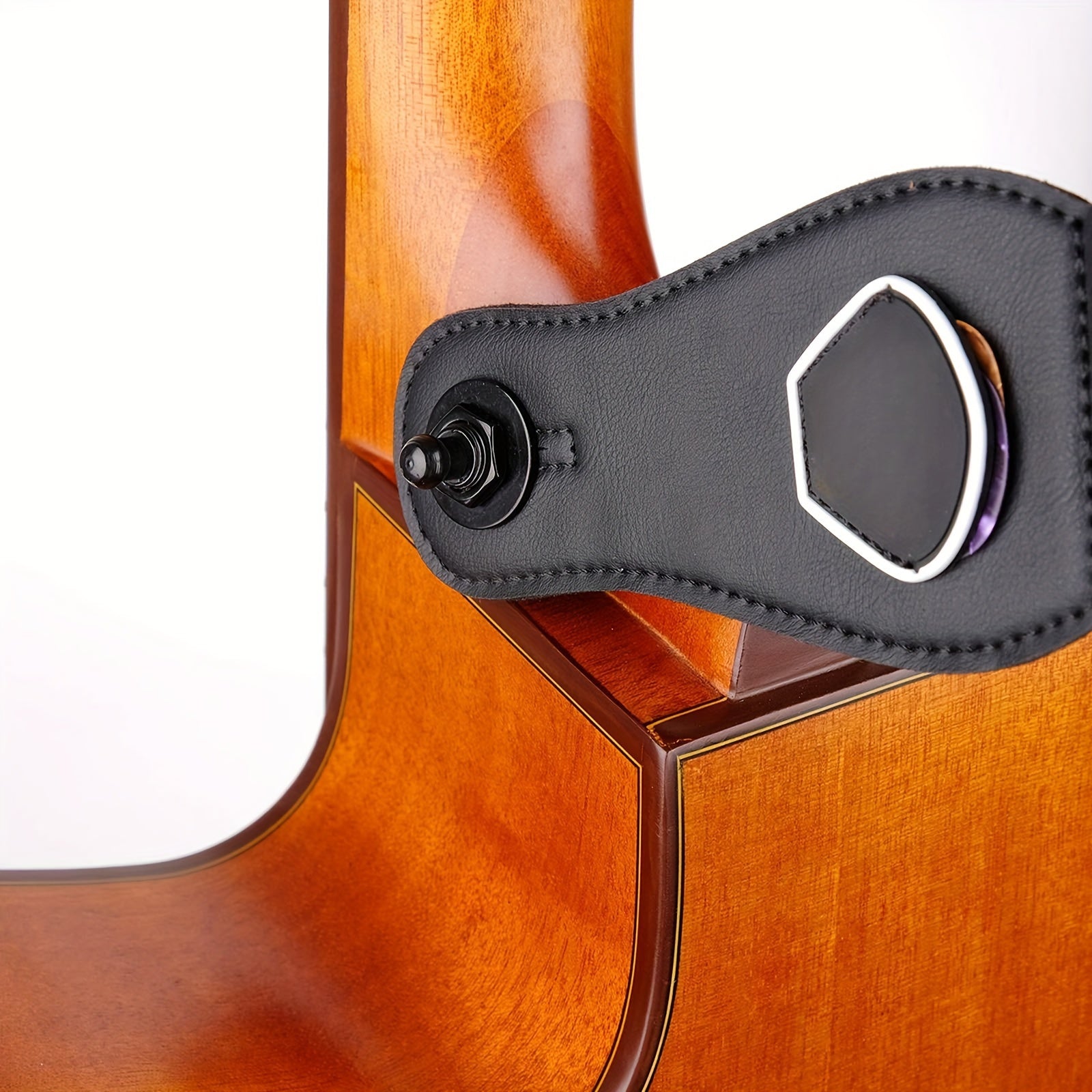 Juego de 2 cerraduras de correa de guitarra de aleación con botones de liberación rápida negro y dorado