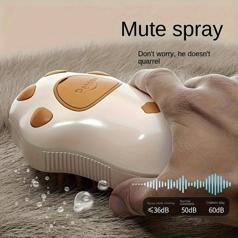 Steam Pet Cat Brush 3-in-1 Electric Self-Cleaning Grooming Tool with Silicone Paw Design