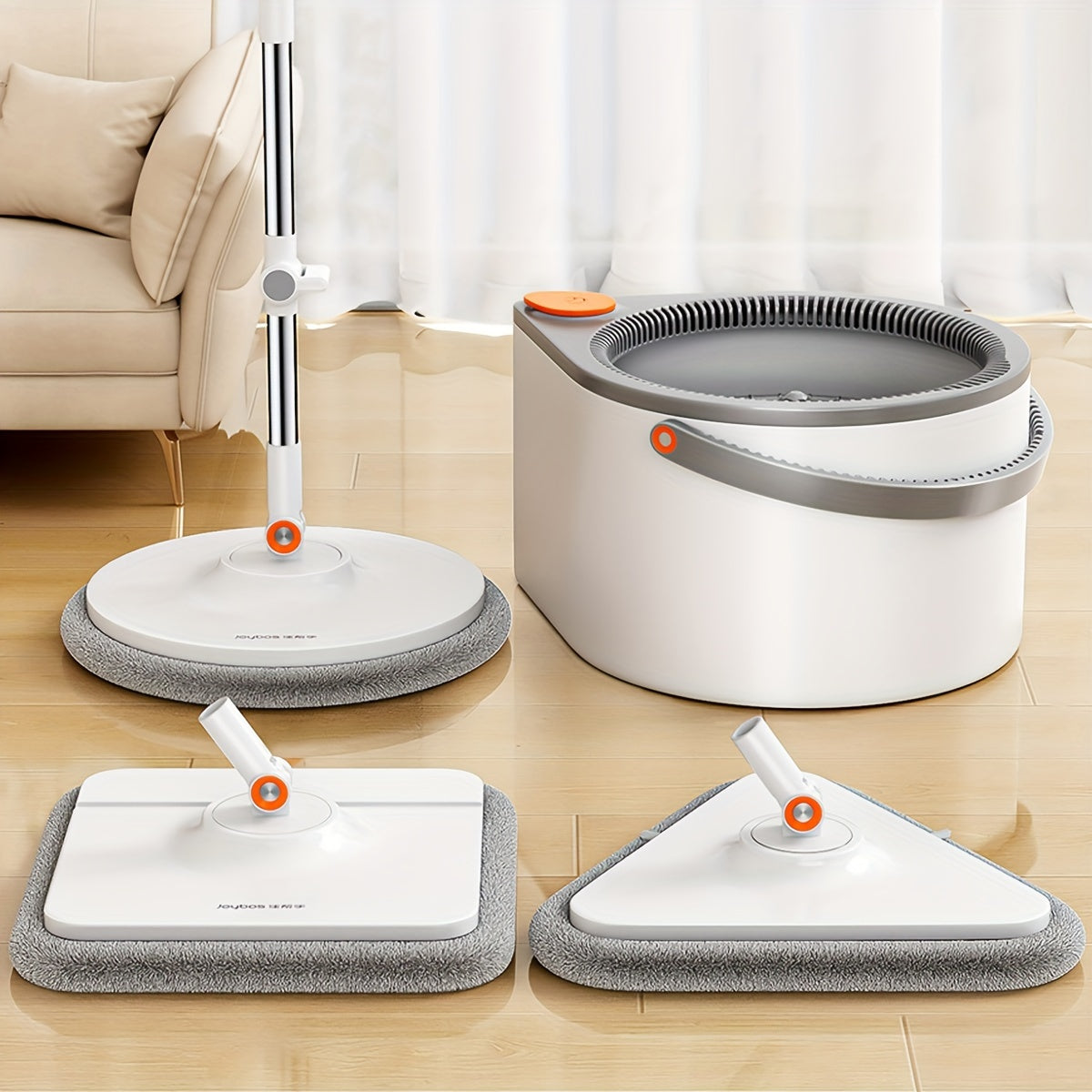 Spin Mop and Bucket System with Microfiber Pads and 3 Mop Heads