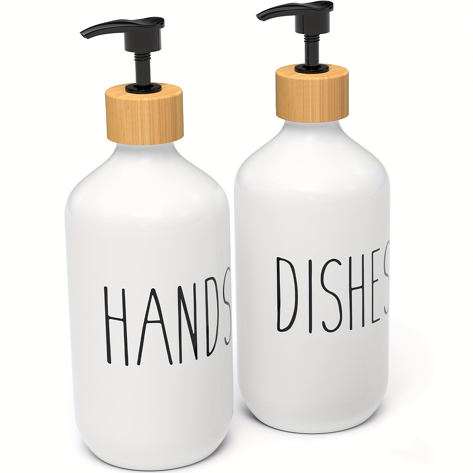 Set of 2 Soap Dispensers for Hand and Dish Soap with Countertop Lotion Bottle