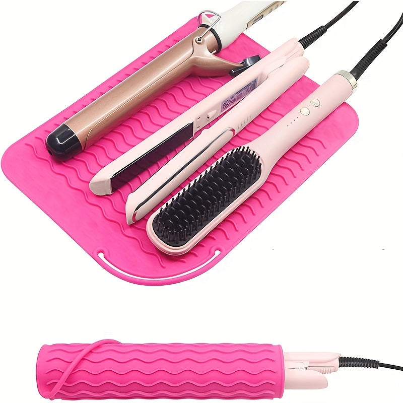 Tapete de viaje resistente al calor de silicona para herramientas de peinado 21x16 cm