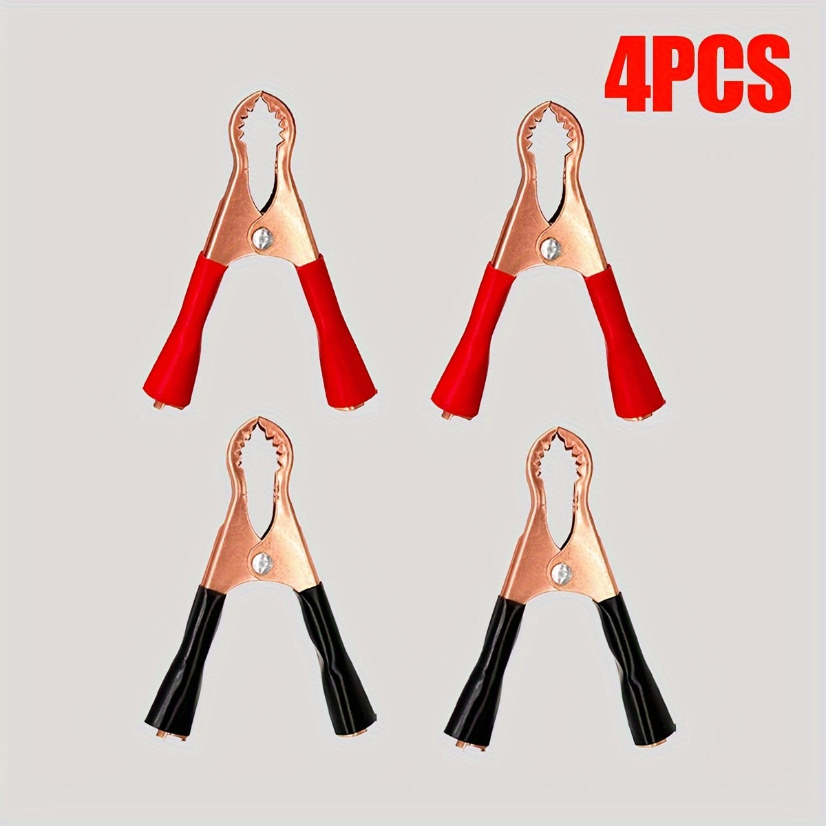 4Pcs 50A Metal Insulated Alligator Clips Black Red Heavy Duty Battery Clamps