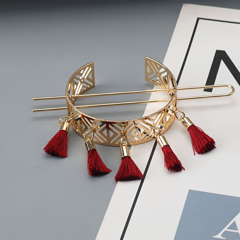 Set of 2 Floral Hollow Retro Hairpins U-Shaped Hair Accessories for Women