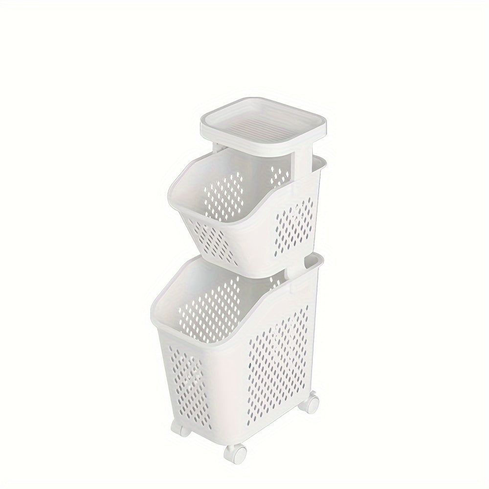 Multi-Functional 3-Tier Laundry Hamper on Wheels for Bathroom Bedroom Balcony
