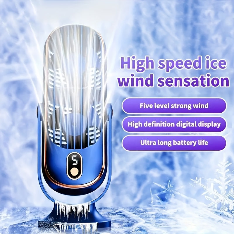 Dual-Motor Desk Fan Portable USB Rechargeable Oscillating 5-Speed for Home Office Outdoor