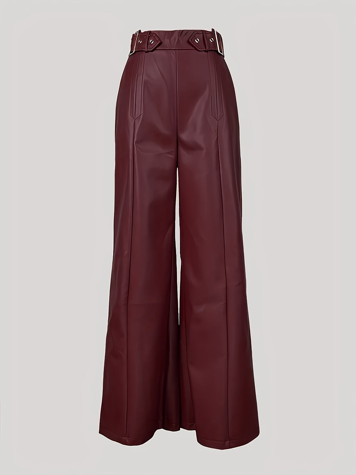 Women's PU Wide Leg Pants Casual Elegant Solid Color Large Size