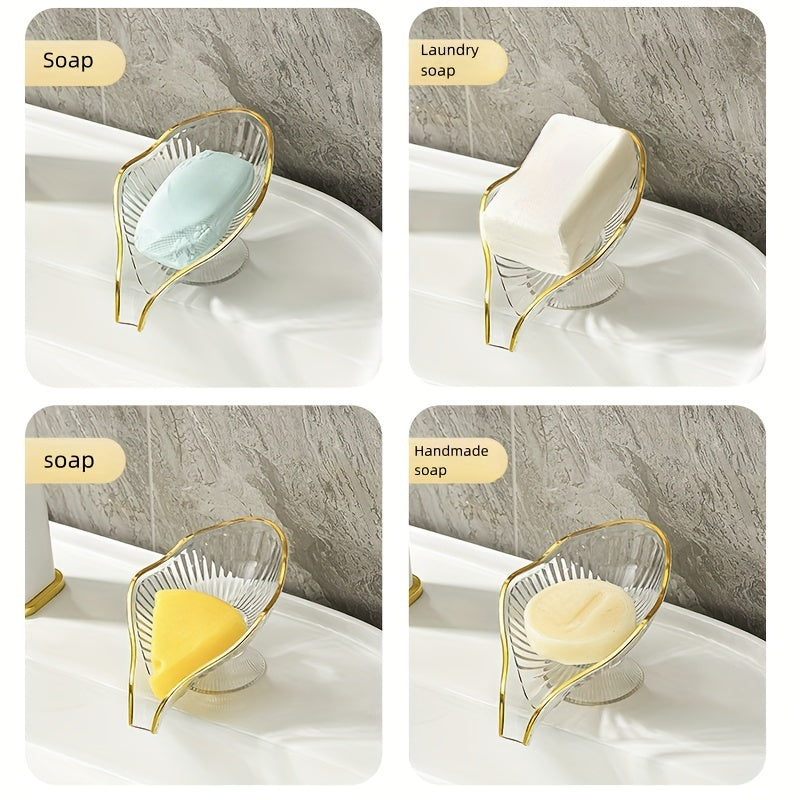 Transparent Soap Dish with Drainage Box for Bathroom Shower Holder