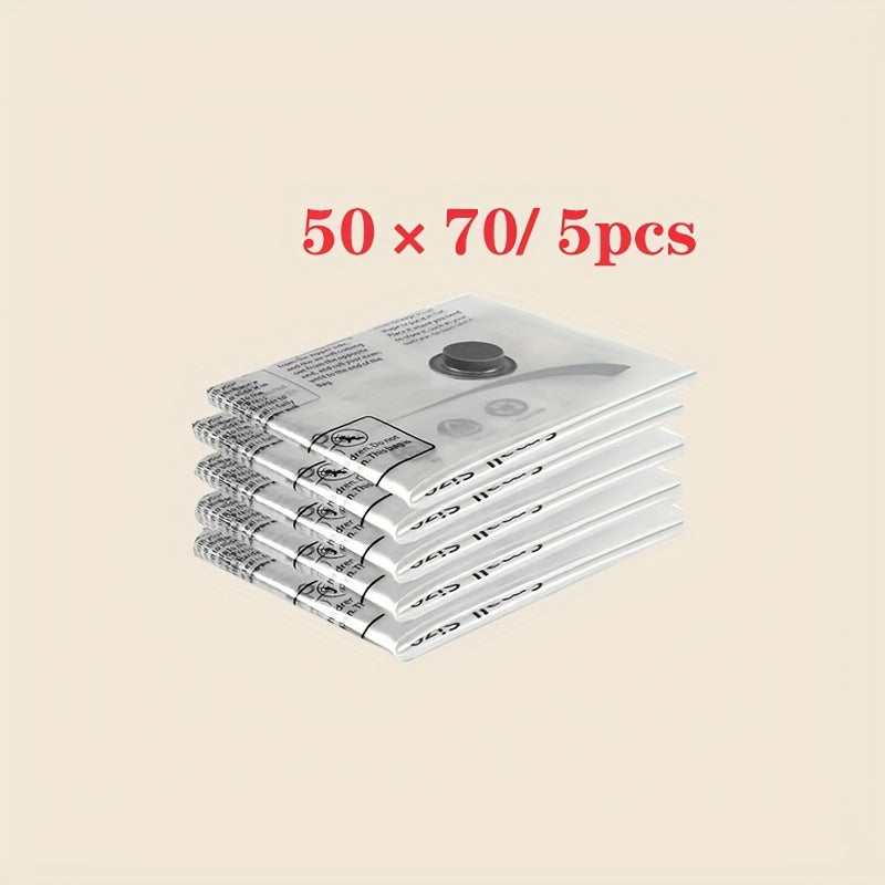 Set of 5 Reusable Vacuum-Sealed Storage Bags for Clothes and Bedding Space Saver