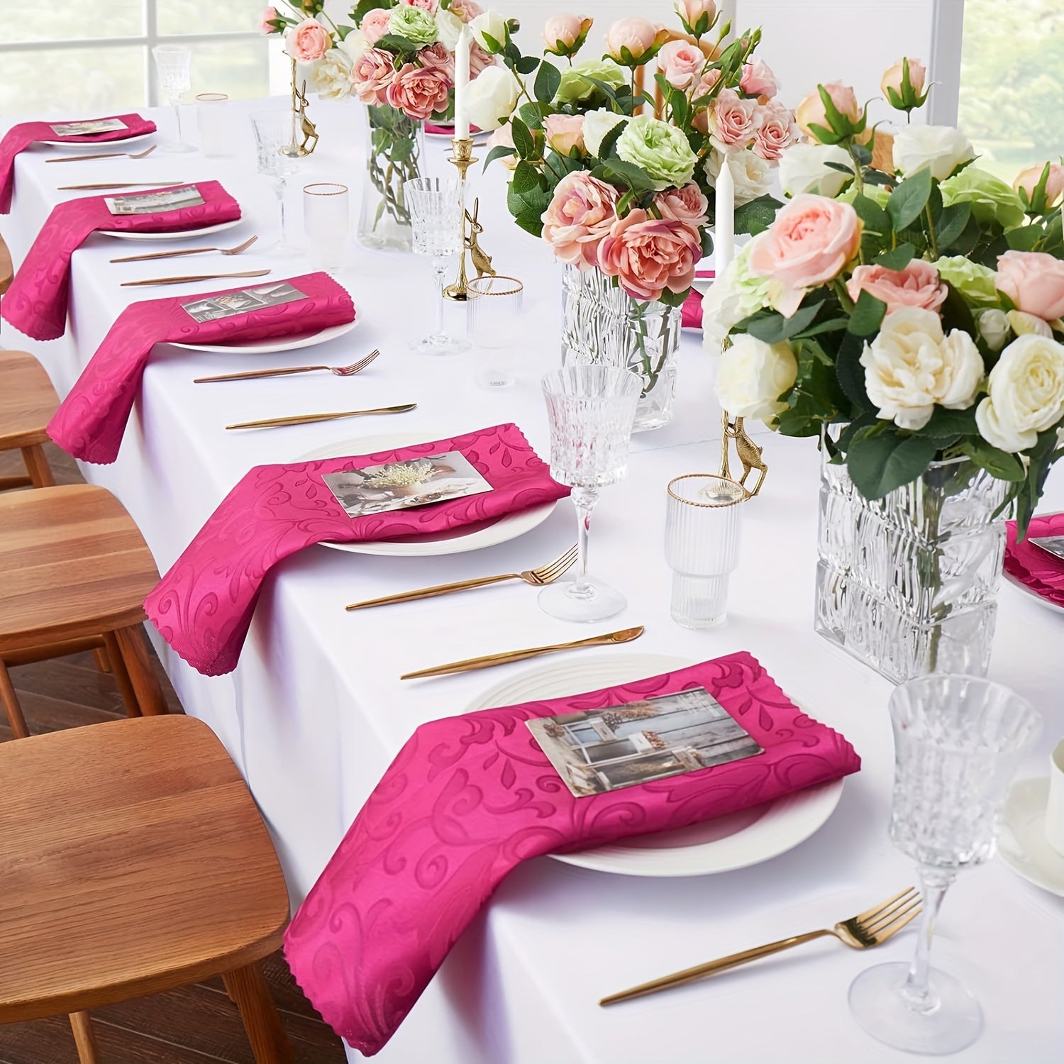 Set of 12 Satin Jacquard Napkins 43.18 cm for Banquets Weddings Parties