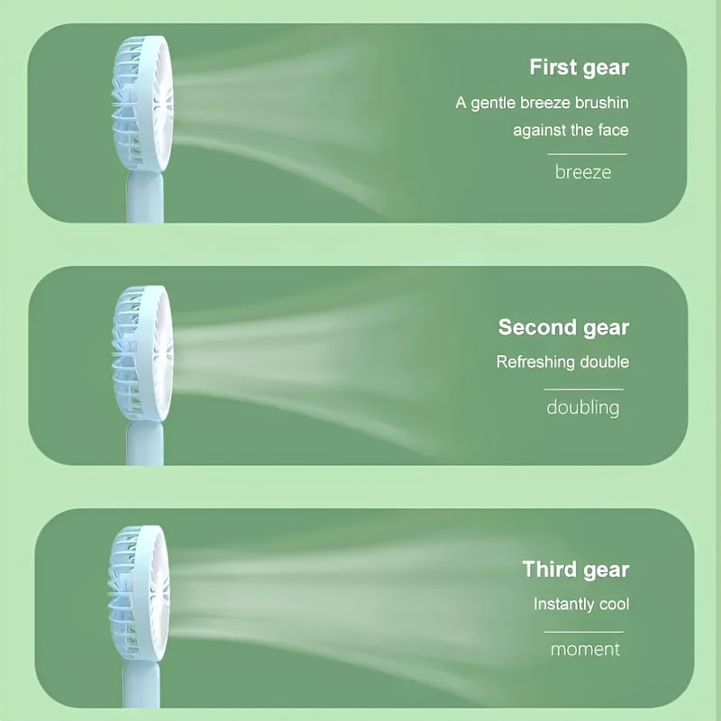 Portable Handheld USB Mini Fan with Phone Holder, High-Speed, Durable Plastic