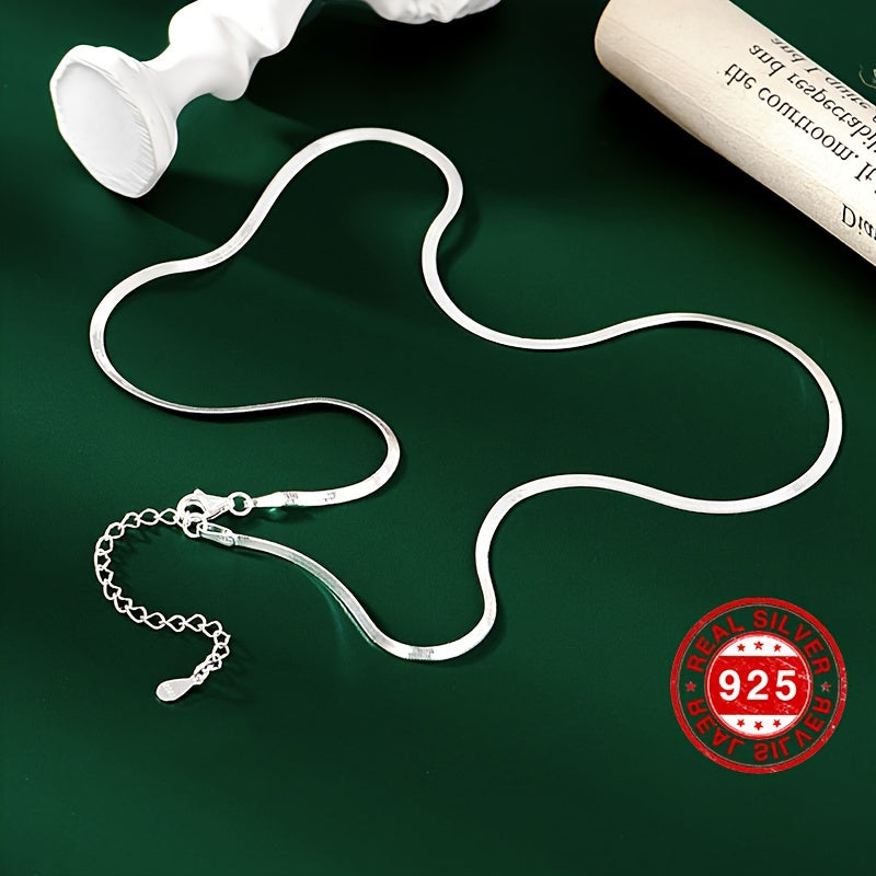 Sterling Silver Snake Chain Necklace for Women Cold Style Blade Design Light Luxury Clavicle Chain