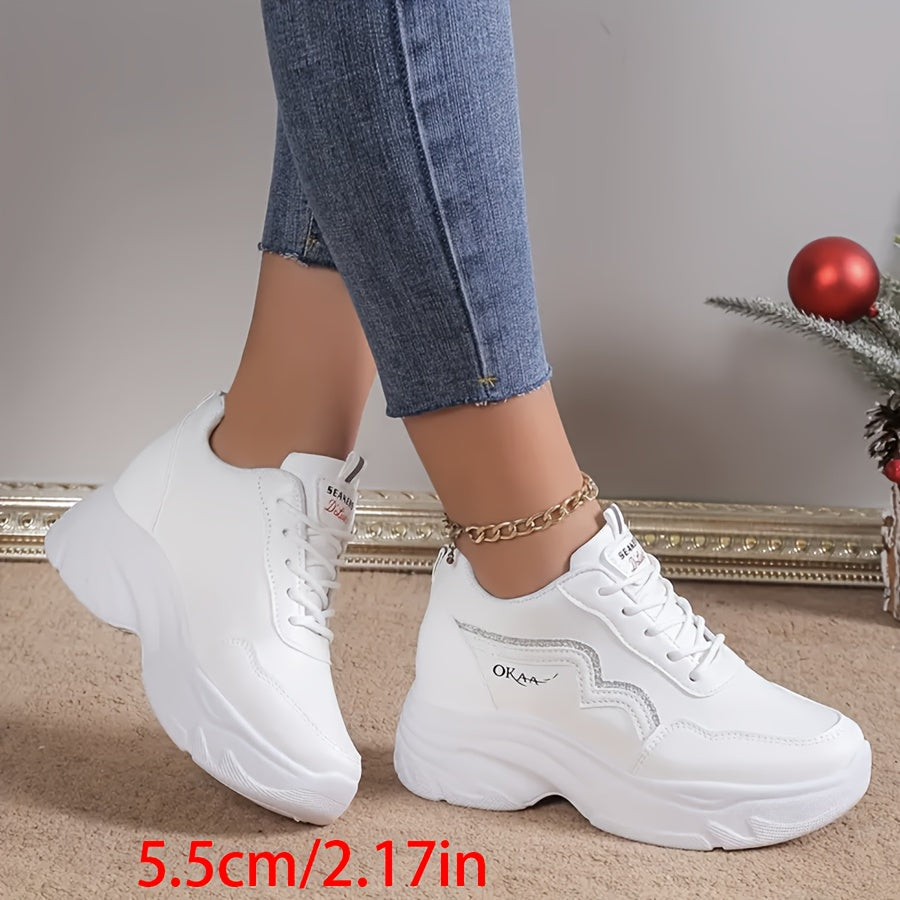 Women's Breathable Mesh Chunky Dad Sneakers White Low-Top Casual Athletic