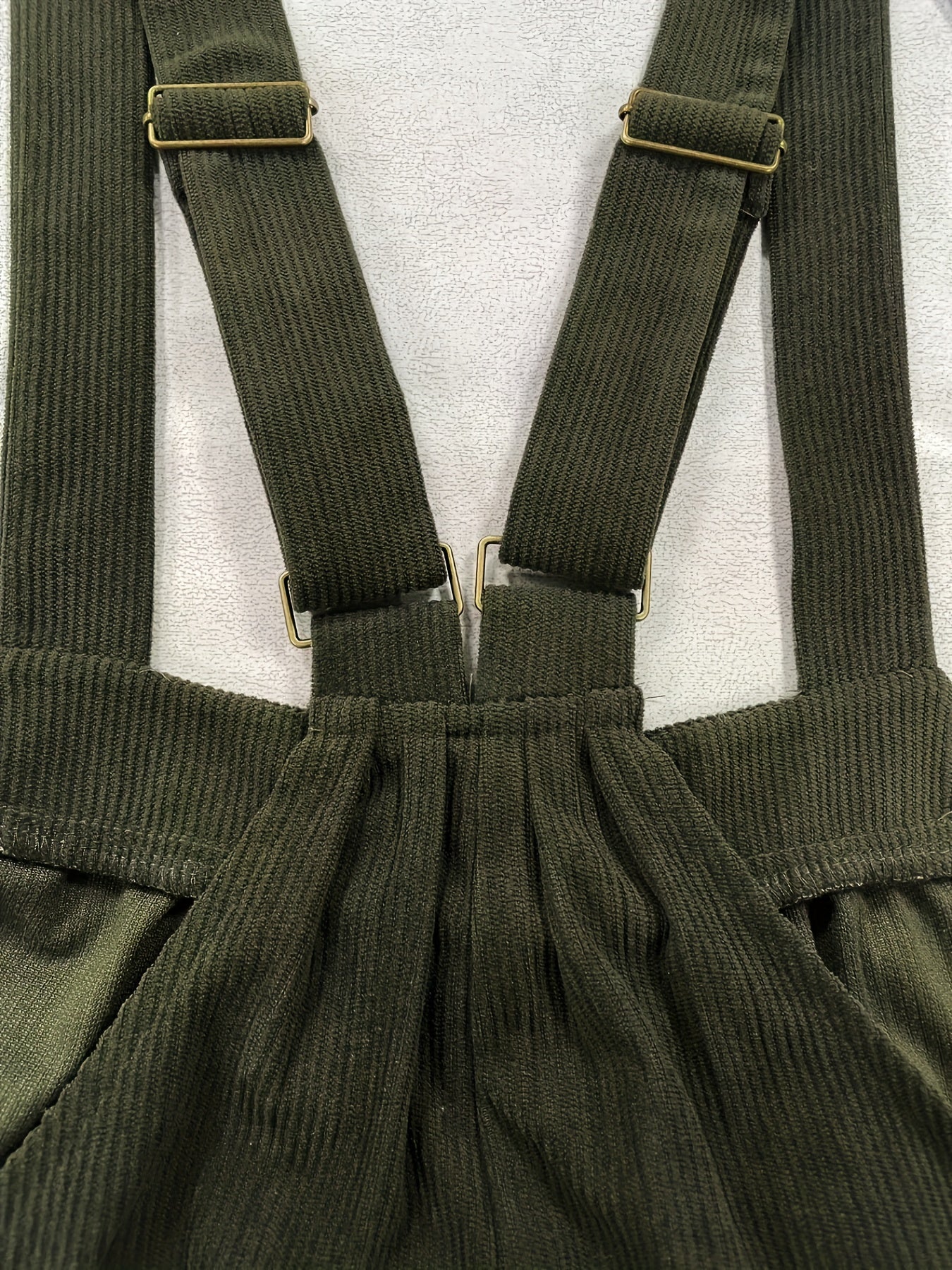 Mono de pana de talla grande con bolsillos para mujer, de poliéster, para otoño e invierno