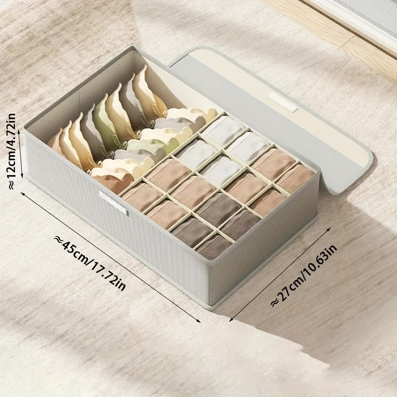 Underwear Organizer Drawer Storage Box with Lid for Socks Fabric Dorm Use