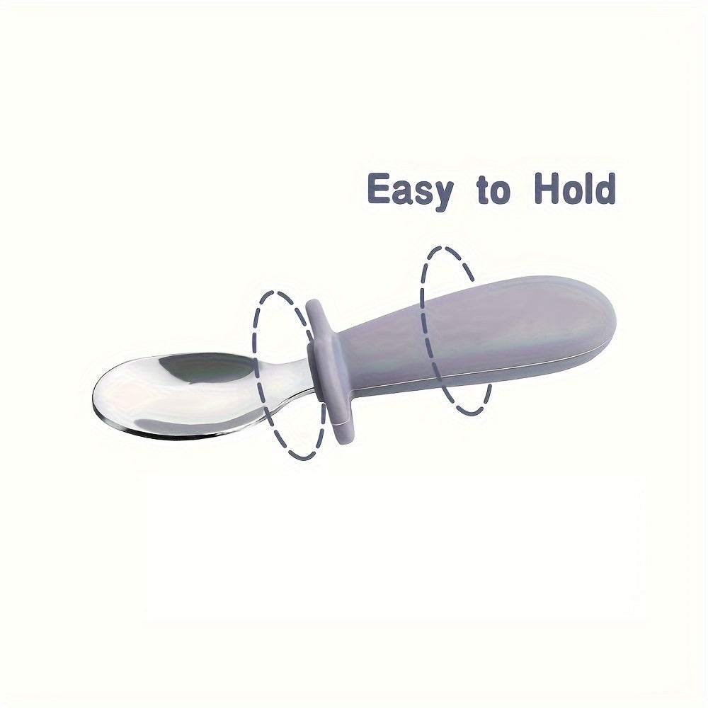 Kids Mealtime Set BPA-Free Silicone Spoon Fork Stainless Steel Personalizable Gift