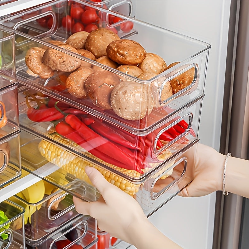 6-Pack Clear Stackable Refrigerator Organizer Bins for Food Storage in Pantry and Freezer