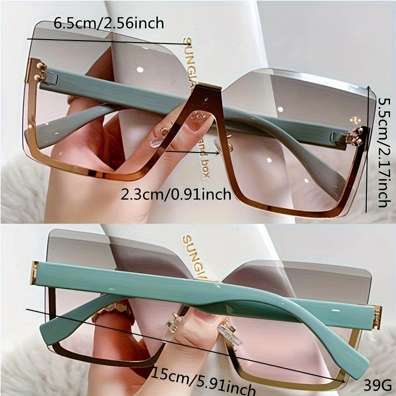 Women Semi-Rimless Fashion Glasses with Gradient Lenses for Driving and Casual Wear