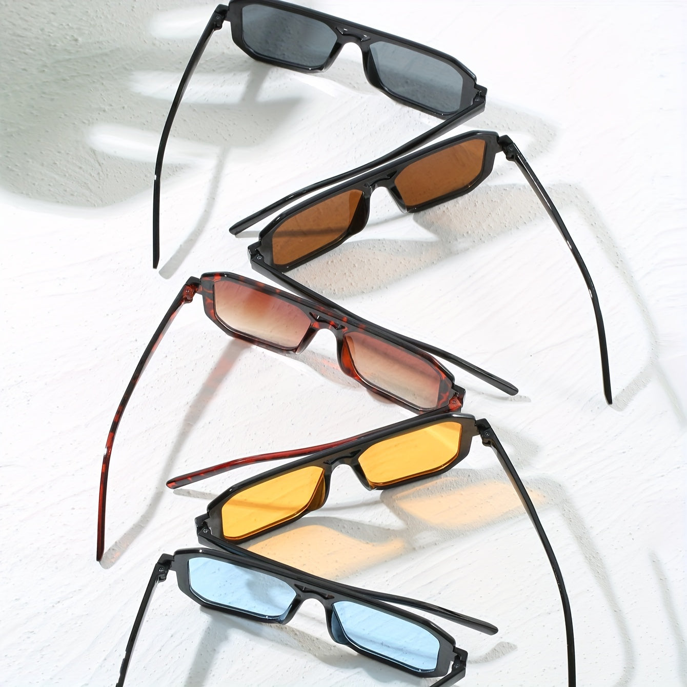 Rectangular Unisex Glasses 5-Pack with Anti-Reflective Polycarbonate Lenses for Running Driving Fishing