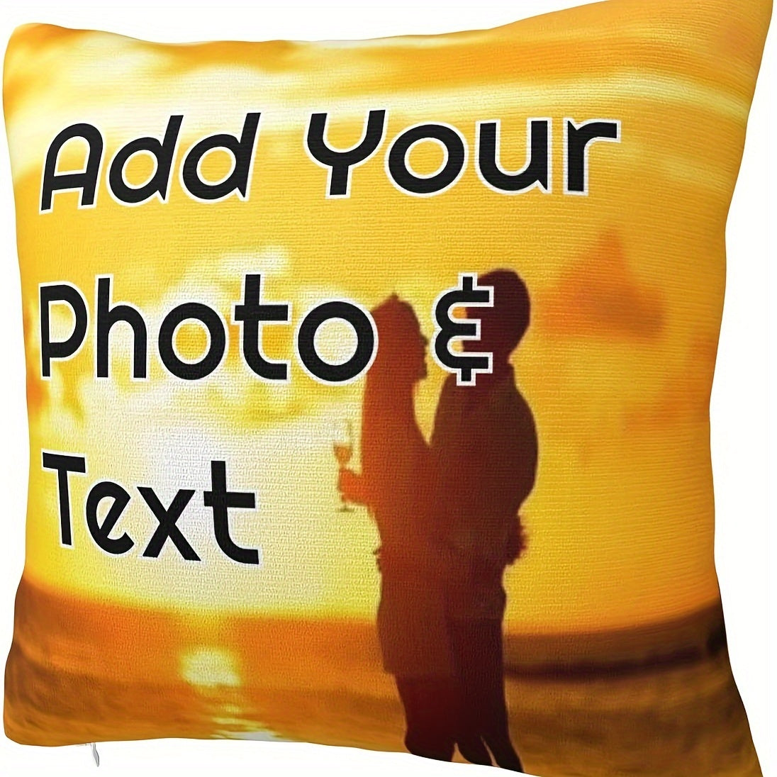 Personalized Photo and Text Pillowcase 45x45 cm Knit Fabric Plush Throw Gift for Mothers Fathers Pet Lovers