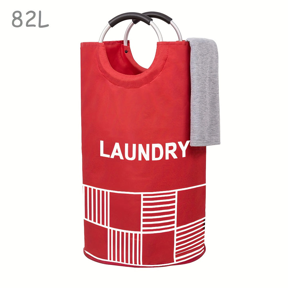 Waterproof Laundry Basket with Padded Handles 82L Collapsible Storage for Bathroom Dorm Balcony