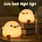 Silicone Duck Night Light for Kids USB Rechargeable Bedside Lamp Soft Eye-Safe Decor