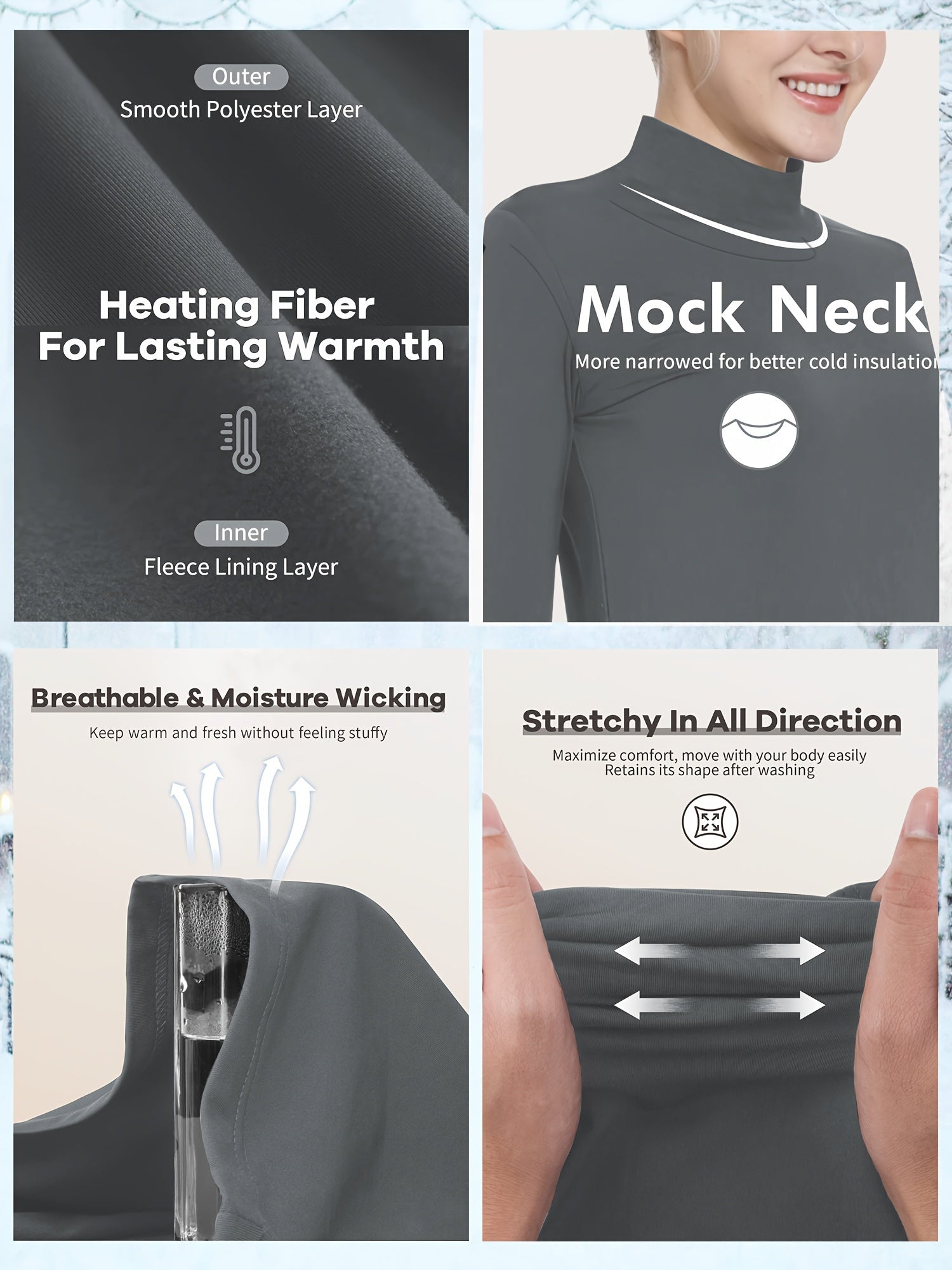 Plus Size Women's Thermal Sportswear Set Plush Lined High Stretch Long Sleeve Shirt and Pants