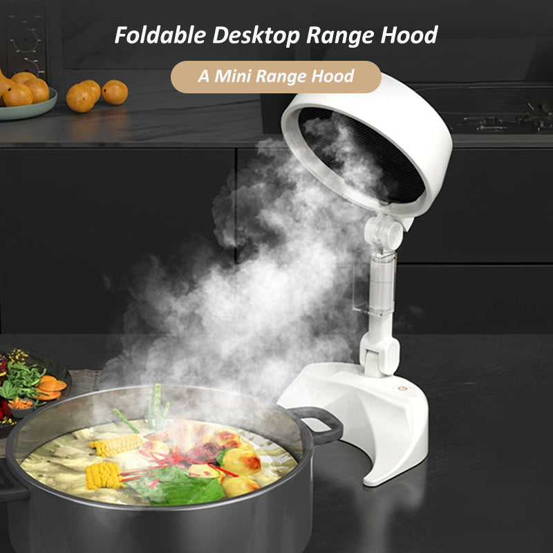 Campana extractora plegable con ventilador de escape de 3 velocidades para cocina interior, barbacoa, olla caliente, parrilla, recargable por USB, compacta, ligera, blanca