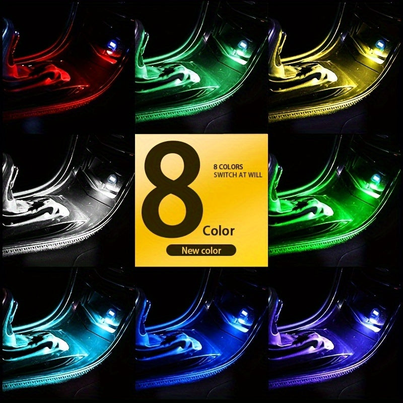 Luz de ambiente LED para interior de coche, lámpara de neón de 8 colores que cambia, enchufar y usar